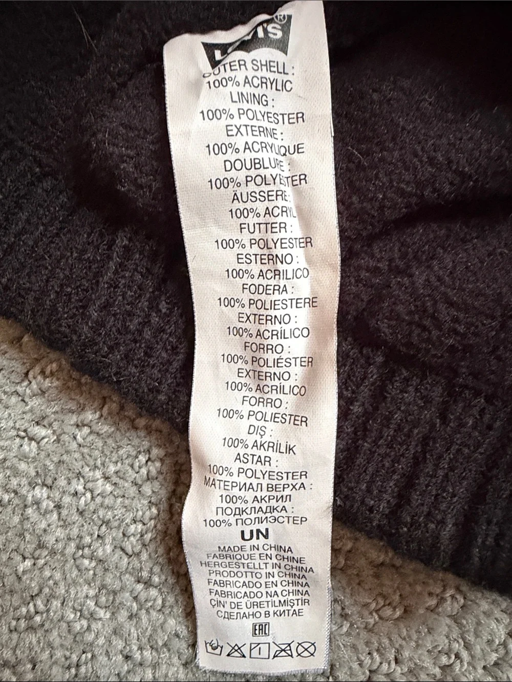 Levi's Black Fleece Lined Beanie with Branded Patch